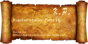 Kupferstein Patrik névjegykártya